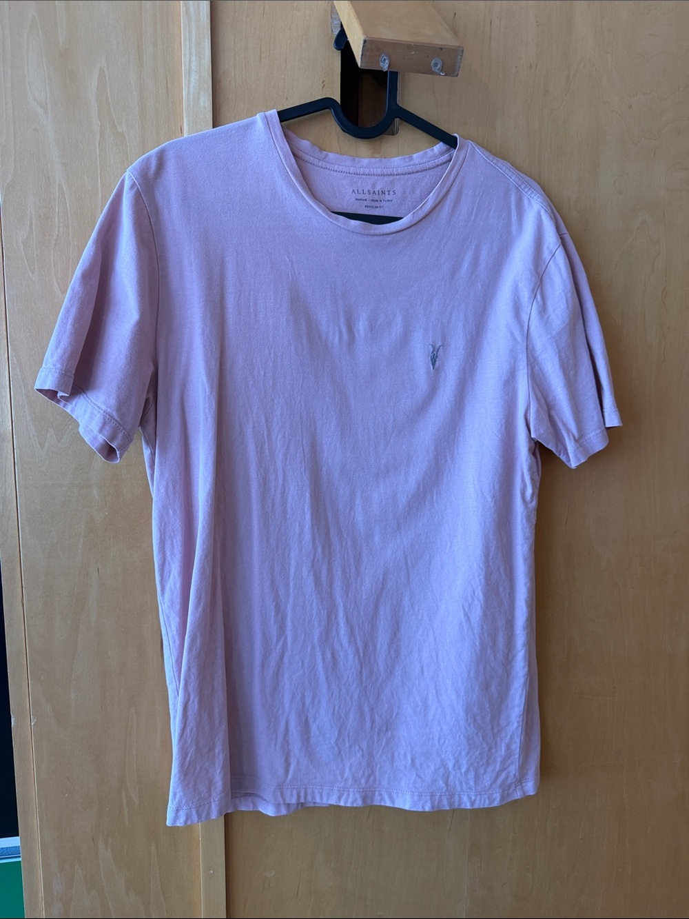 AllSaints Men's Short-Sleeve Crew T-Shirt in Pale Pink medium
